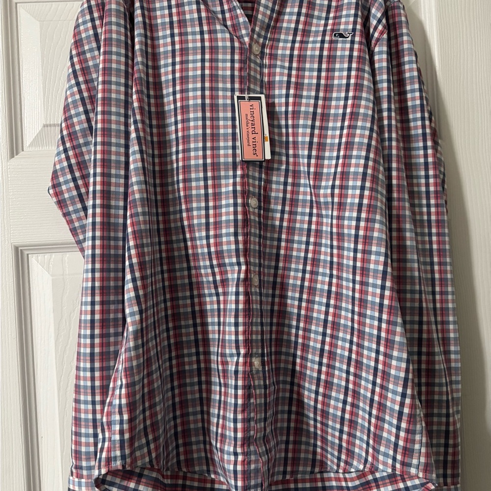 Vineyard Vines Men's Checkered Shirt - Red, Blue, and White